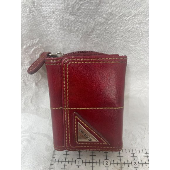 Vintage Red Leather Momoss Wallet Coin Purse 3.5”x2.5” - Picture 7 of 8